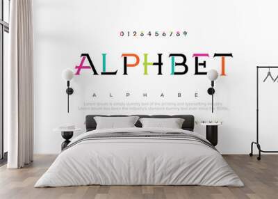 Alphabet Futuristic geometric font with numbers. Eps10 vector. Wall mural