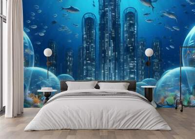 Underwater city with a futuristic touch Wall mural