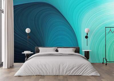 abstract artistic art background with lines and tea green, very dark blue and medium turquoise colors. can be used as canvas, background or texture Wall mural