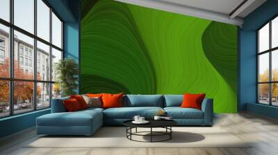 abstract artistic header with very dark green, dark green and dark olive green colors. dynamic curved lines with fluid flowing waves and curves Wall mural