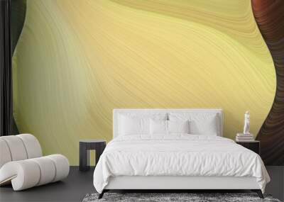 abstract artistic horizontal banner with dark slate gray, khaki and light slate gray colors. fluid curved flowing waves and curves Wall mural