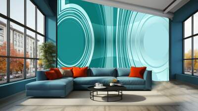 abstract coloured background with two circles on the right and left. in the middle are vertical stripes which are bent to the circles. with light effect. Wall mural