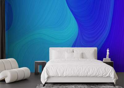 abstract dynamic curved lines artistic designed horizontal banner with medium blue, strong blue and dark violet colors. elegant curved lines with fluid flowing waves and curves Wall mural