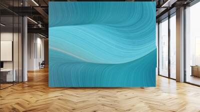 abstract modern designed horizontal banner with steel blue, blue chill and dark slate gray colors. fluid curved lines with dynamic flowing waves and curves Wall mural