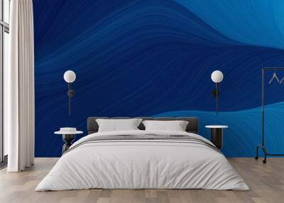 artistic horizontal header with midnight blue, light sea green and strong blue colors. dynamic curved lines with fluid flowing waves and curves Wall mural