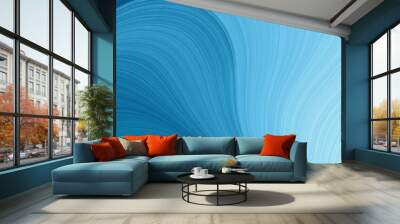 artistic horizontal header with steel blue, sky blue and light blue colors. dynamic curved lines with fluid flowing waves and curves Wall mural