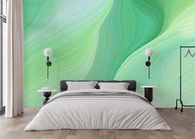 beautiful and smooth landscape orientation graphic with waves. contemporary waves illustration with pale green, ash gray and medium sea green color Wall mural