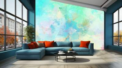 brush painting with mixed colours of light gray, turquoise and aqua marine. abstract grunge art for use as background, texture or design element Wall mural