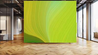 colorful and elegant vibrant artistic art design graphic with smooth swirl waves background illustration with yellow green, dark green and sea green color Wall mural