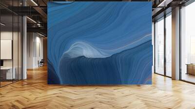 colorful horizontal banner. modern waves background design with teal blue, very dark blue and slate gray color Wall mural