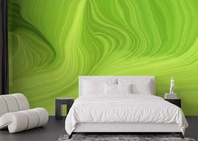 dynamic horizontal banner. modern waves background design with yellow green, dark olive green and olive drab color Wall mural