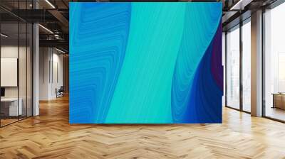 flowing designed horizontal banner with very dark blue, dark turquoise and strong blue colors. dynamic curved lines with fluid flowing waves and curves Wall mural