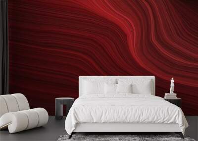 futuristic banner with waves. modern soft curvy waves background illustration with very dark pink, dark red and firebrick color Wall mural