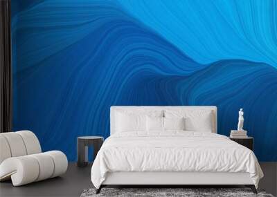 futuristic concept of curved motion speed lines with strong blue, dodger blue and midnight blue colors. good as background or backdrop wallpaper Wall mural