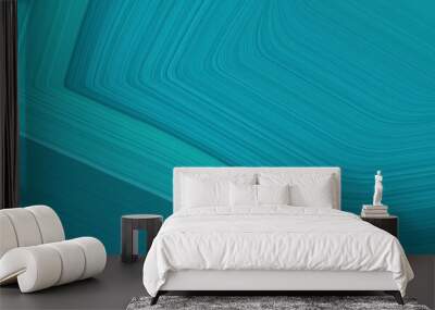 header background texture with dark cyan, sky blue and light sea green color and abstract waves design Wall mural