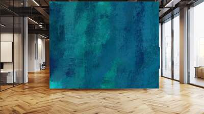 header design painting with teal green, medium turquoise and very dark blue color Wall mural