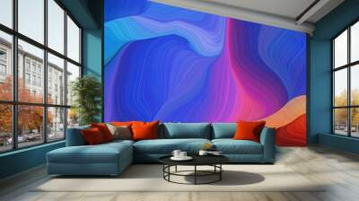 horizontal artistic colorful abstract wave background with royal blue, moderate pink and very dark magenta colors. can be used as texture, background or wallpaper Wall mural