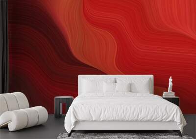 horizontal banner background with firebrick, dark red and indian red color. modern curvy waves background illustration Wall mural