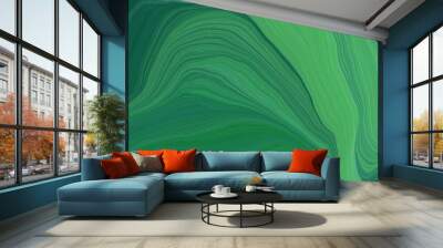 horizontal banner with waves. elegant curvy swirl waves background design with sea green, ash gray and blue chill color Wall mural