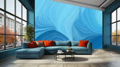 horizontal banner with waves. modern soft curvy waves background design with medium turquoise, sky blue and strong blue color Wall mural