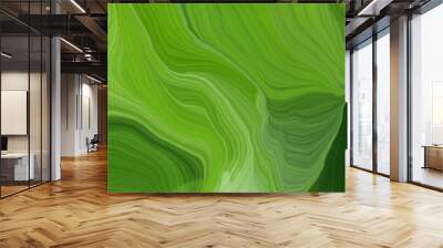 horizontal banner with waves. modern waves background illustration with dark green, olive drab and very dark green color Wall mural