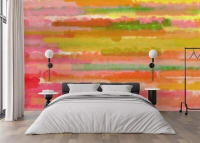 horizontal lines banner with dark salmon, tomato and golden rod colors Wall mural