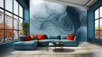 modern curvy waves background illustration with light slate gray, light gray and very dark blue color Wall mural