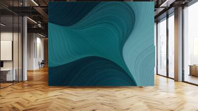 modern designed horizontal banner with very dark blue, cadet blue and teal blue colors. dynamic curved lines with fluid flowing waves and curves Wall mural