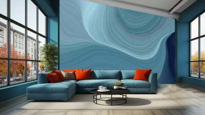 modern soft swirl waves background design with cadet blue, very dark blue and pastel blue color Wall mural