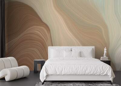 unobtrusive header with elegant curvy swirl waves background design with rosy brown, light gray and pastel brown color Wall mural