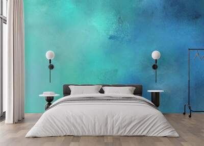 vintage painted art retro horizontal texture with medium aqua marine, dark slate gray and steel blue color Wall mural