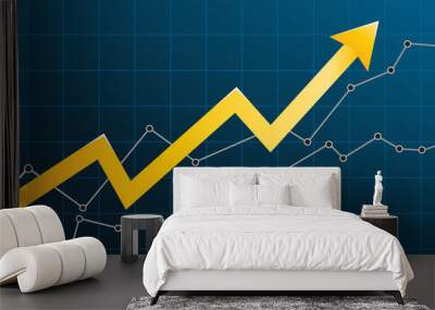 Abstract financial chart with arrow Wall mural