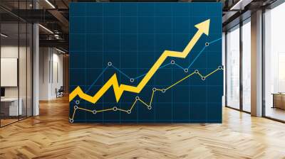 Abstract financial chart with arrow Wall mural