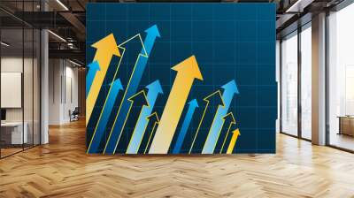 Abstract financial chart with arrow Wall mural