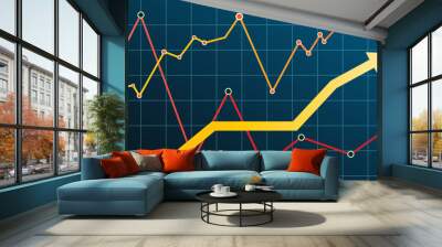 Abstract financial chart with arrow Wall mural