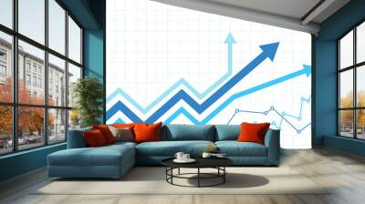 Financial chart with arrows going up Wall mural