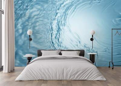 Background of blue clear water in motion with waves Wall mural