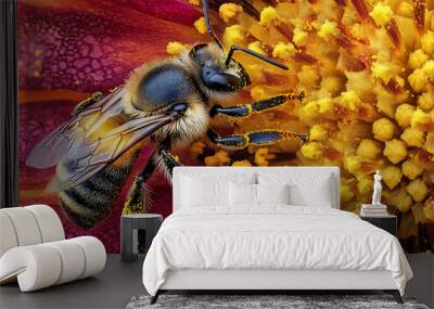 bee on a flower pollen collector Wall mural