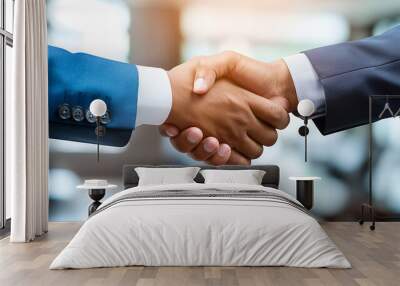 business people shaking hands in office Wall mural