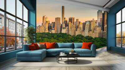 View of Central Park South with New York City skyline in the background Wall mural