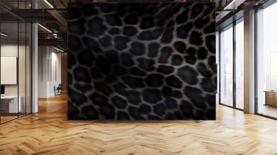 Close-up of black panther leopard fur print background. Animal skin backdrop for fashion, textile, print, banner Wall mural