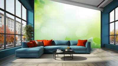 Green leaves eco-friendly background with place for text. Concept of ecology and healthy environment Wall mural