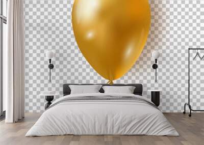 Vector glossy golden balloon. Realistic air 3d balloon isolated on transparent background. Wall mural