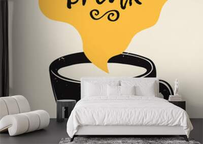 Vector trendy illustration with coffee cup and Coffee Break lettering. Modern poster. Wall mural