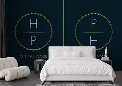 Stylish luxury logo in golden, white color with black background, Business abstract vector logo monogram template with thumbnails Wall mural