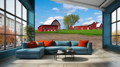 Farm in open field Wall mural