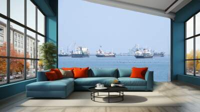 Cargo ship for international import and export Wall mural