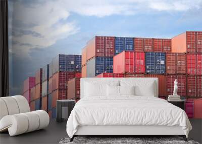 Container Division In the boat challenge to wait for export Wall mural