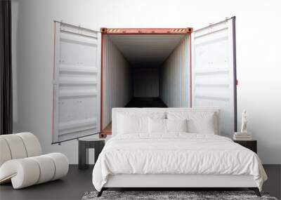 Interior view of the container, open the door, import and export concept Wall mural