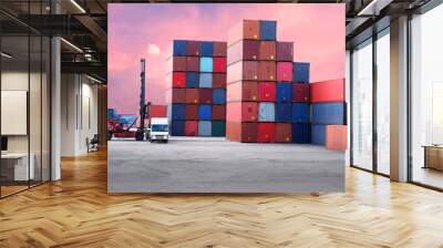 Logistics and container handling business concept in a port Wall mural